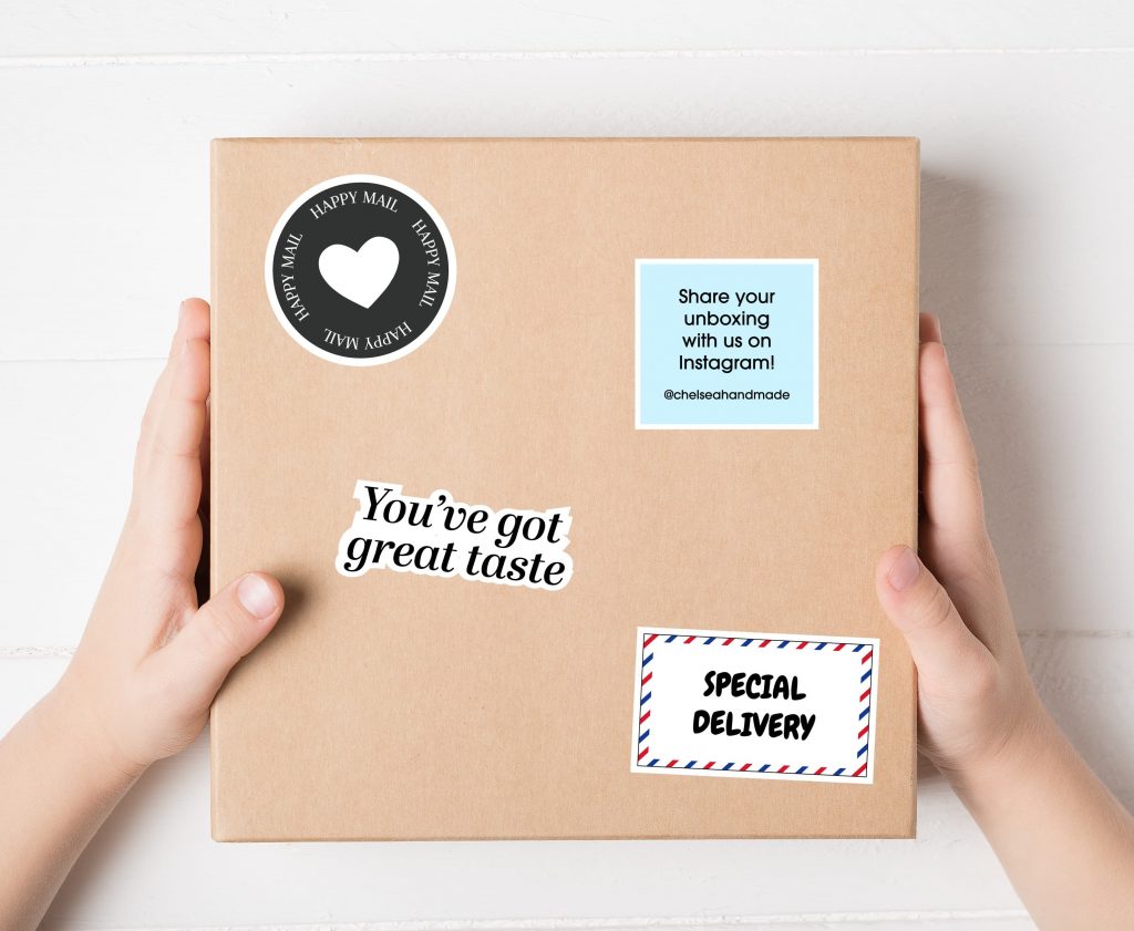 custom stickers on a package